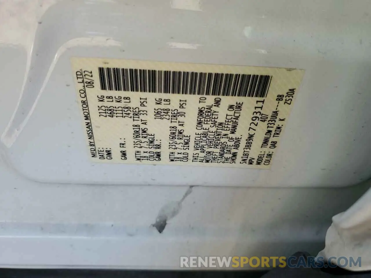 15 Photograph of a damaged car 5N1BT3BB9NC729311 NISSAN ROGUE 2022