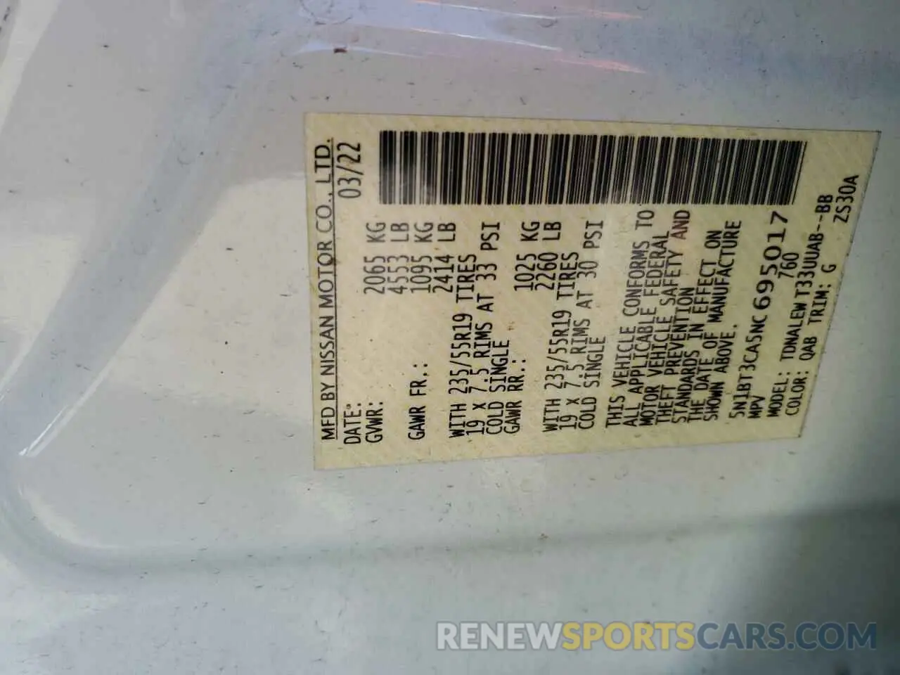 14 Photograph of a damaged car 5N1BT3CA5NC695017 NISSAN ROGUE 2022