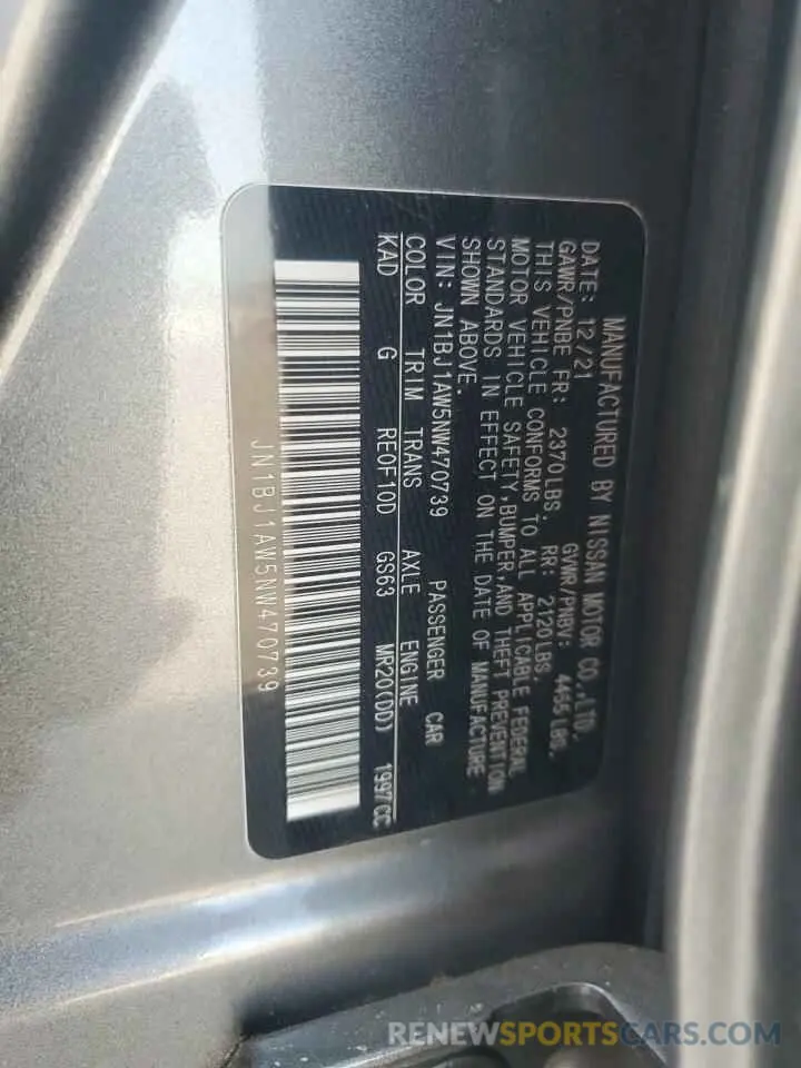 13 Photograph of a damaged car JN1BJ1AW5NW470739 NISSAN ROGUE 2022