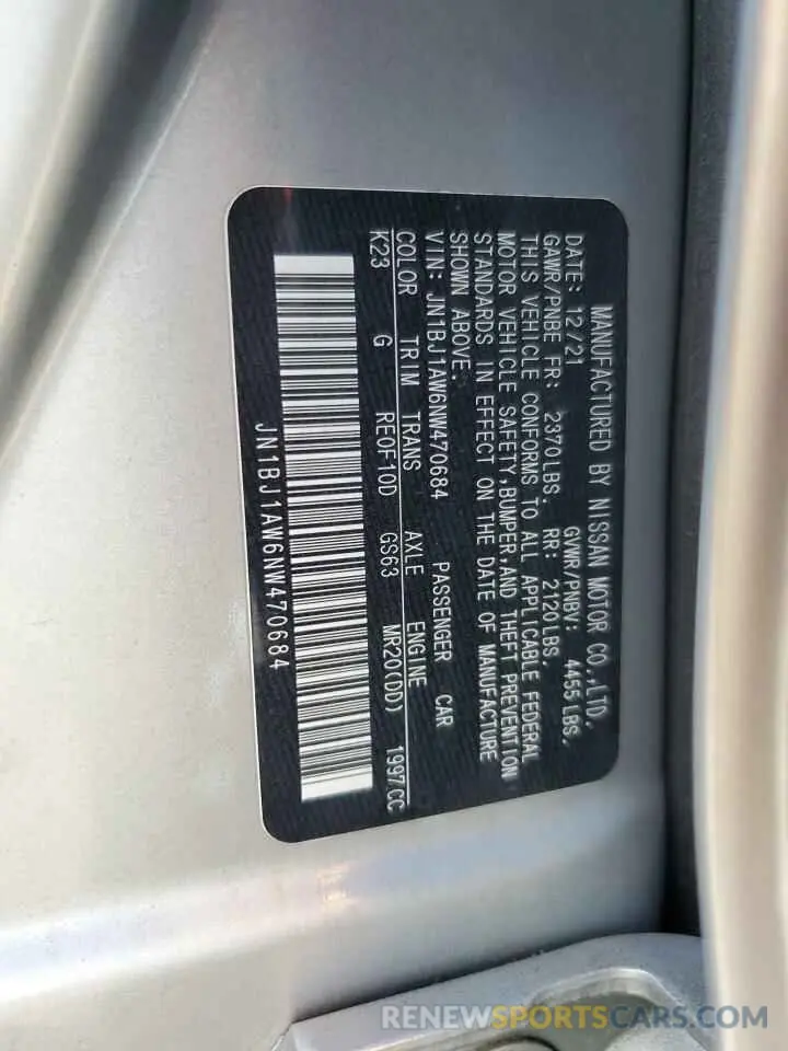13 Photograph of a damaged car JN1BJ1AW6NW470684 NISSAN ROGUE 2022