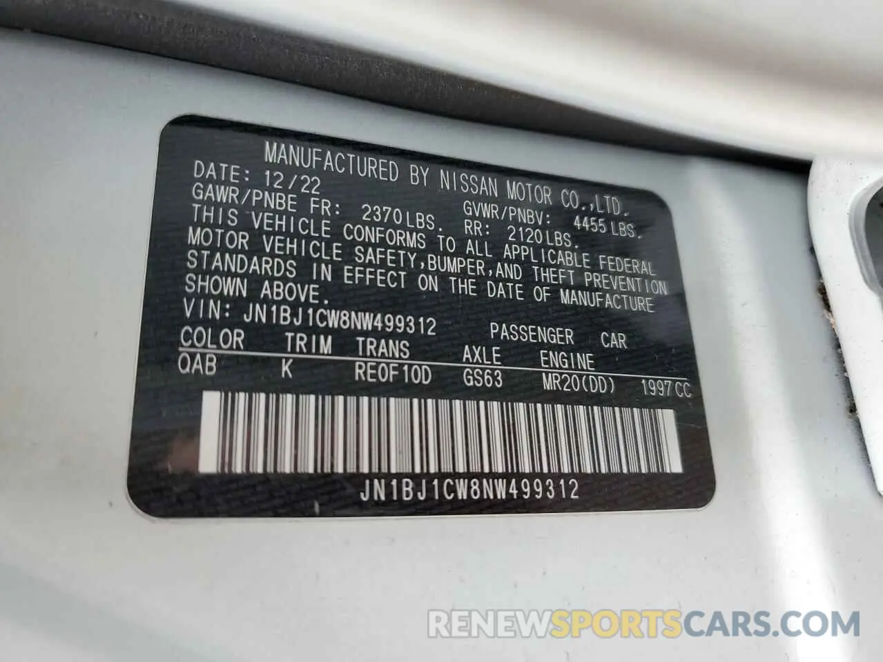 13 Photograph of a damaged car JN1BJ1CW8NW499312 NISSAN ROGUE 2022