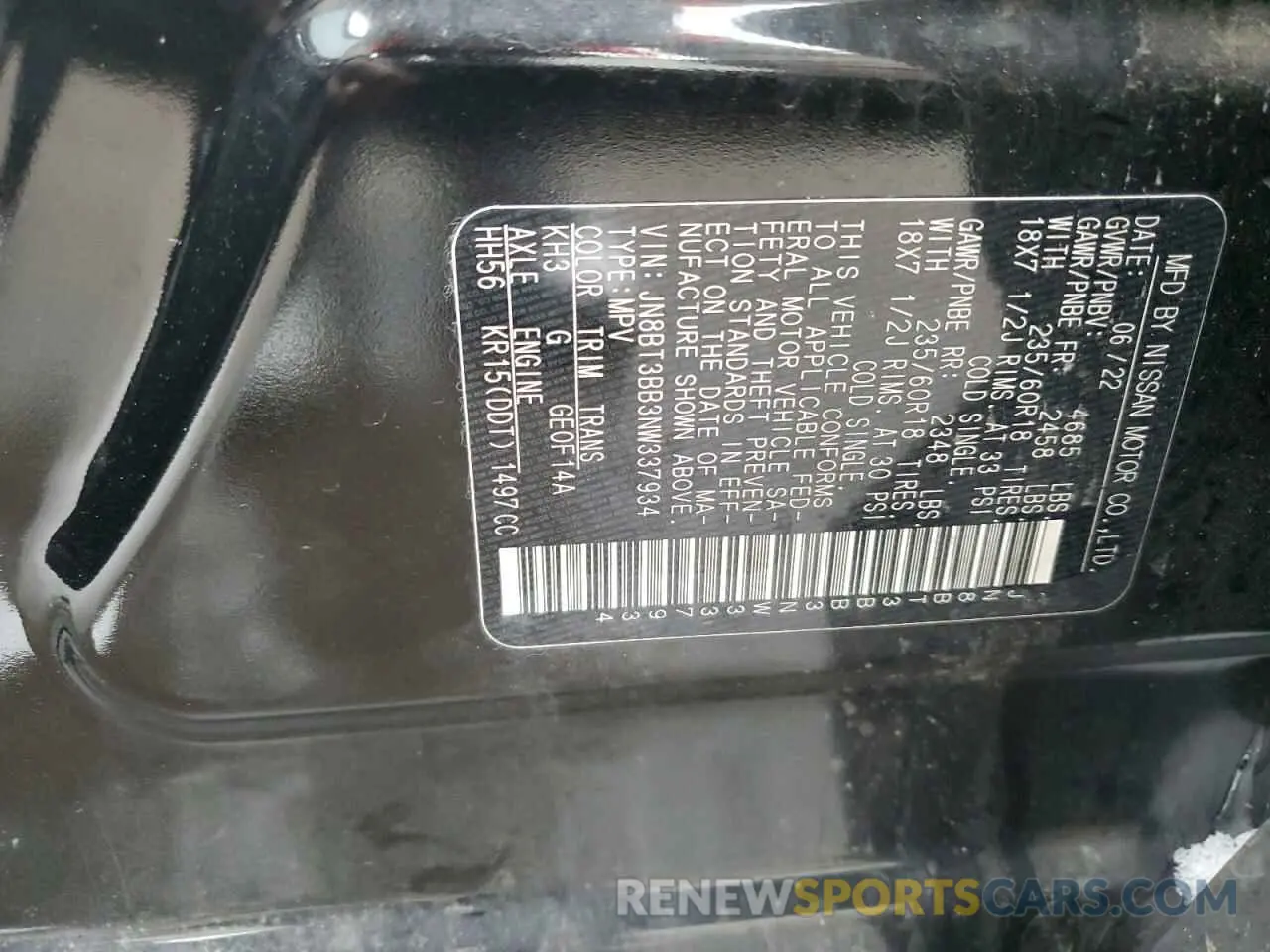 13 Photograph of a damaged car JN8BT3BB3NW337934 NISSAN ROGUE 2022