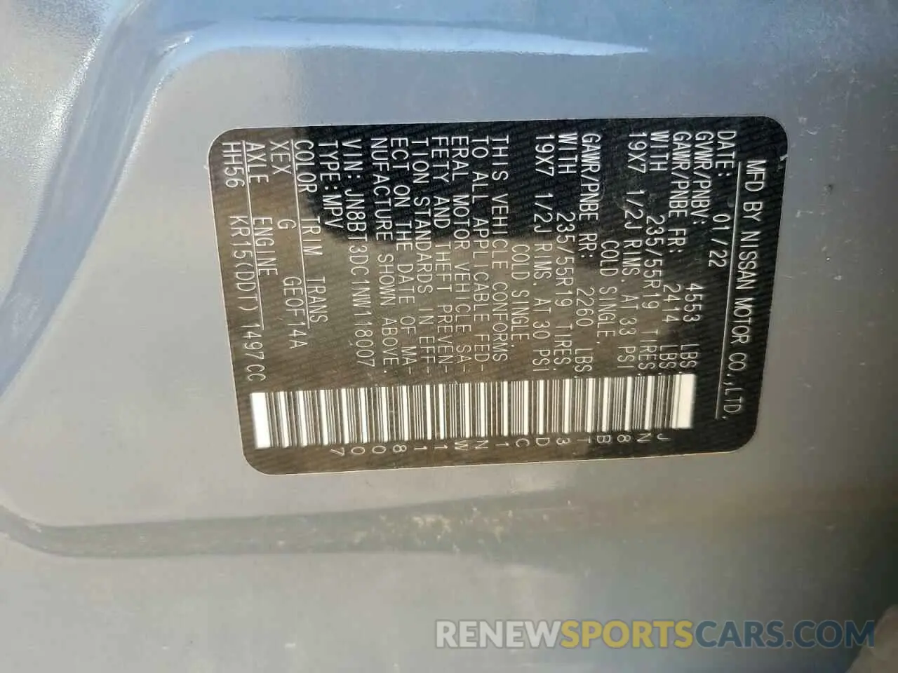 13 Photograph of a damaged car JN8BT3DC1NW118007 NISSAN ROGUE 2022