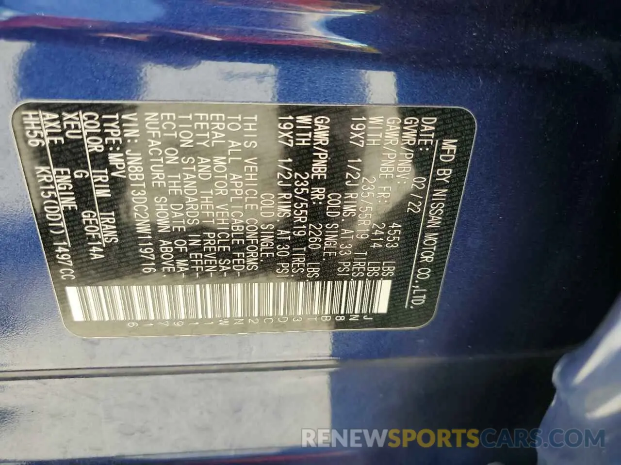 15 Photograph of a damaged car JN8BT3DC2NW119716 NISSAN ROGUE 2022