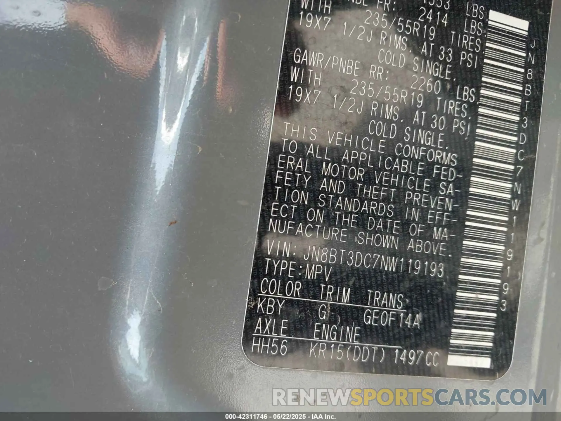 9 Photograph of a damaged car JN8BT3DC7NW119193 NISSAN ROGUE 2022
