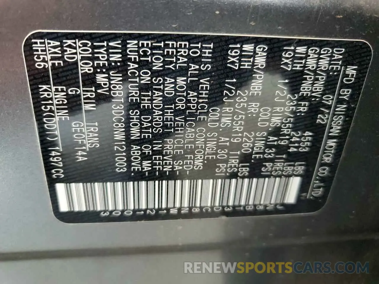 13 Photograph of a damaged car JN8BT3DC8NW121003 NISSAN ROGUE 2022