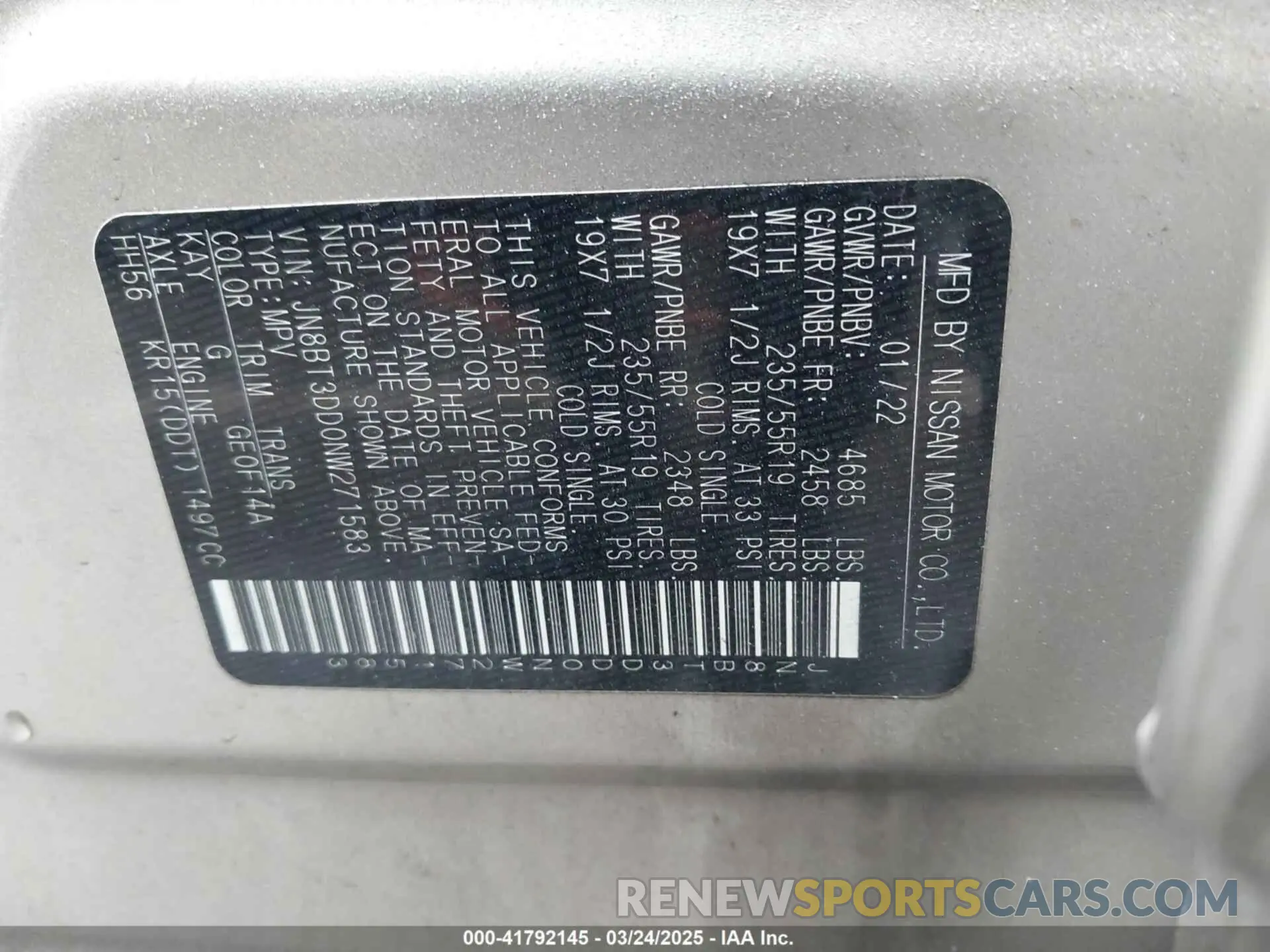 9 Photograph of a damaged car JN8BT3DD0NW271583 NISSAN ROGUE 2022