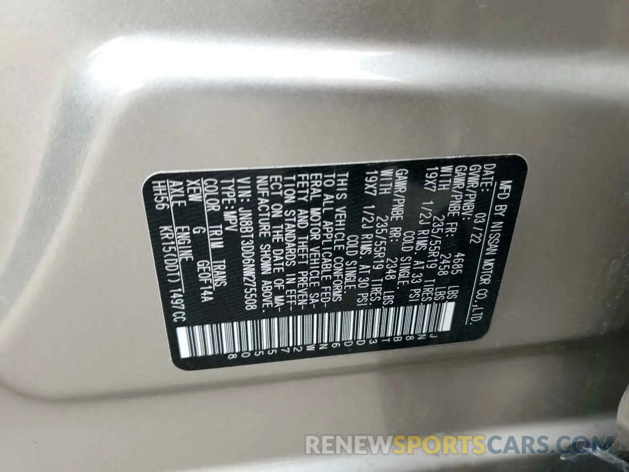 13 Photograph of a damaged car JN8BT3DD6NW275508 NISSAN ROGUE 2022