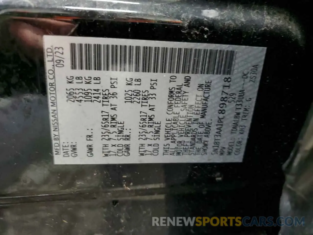 13 Photograph of a damaged car 5N1BT3AA1PC898718 NISSAN ROGUE 2023