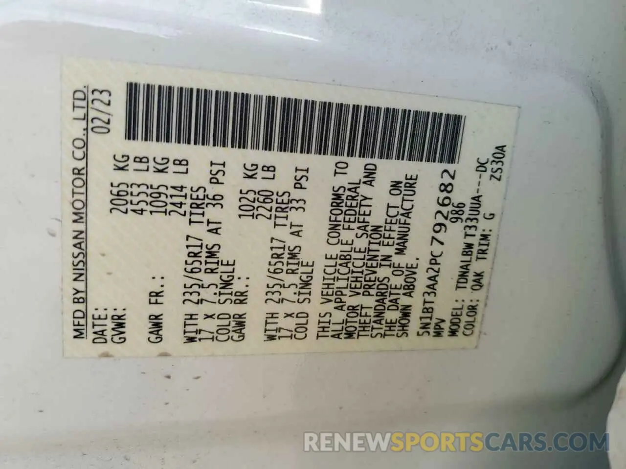 13 Photograph of a damaged car 5N1BT3AA2PC792682 NISSAN ROGUE 2023