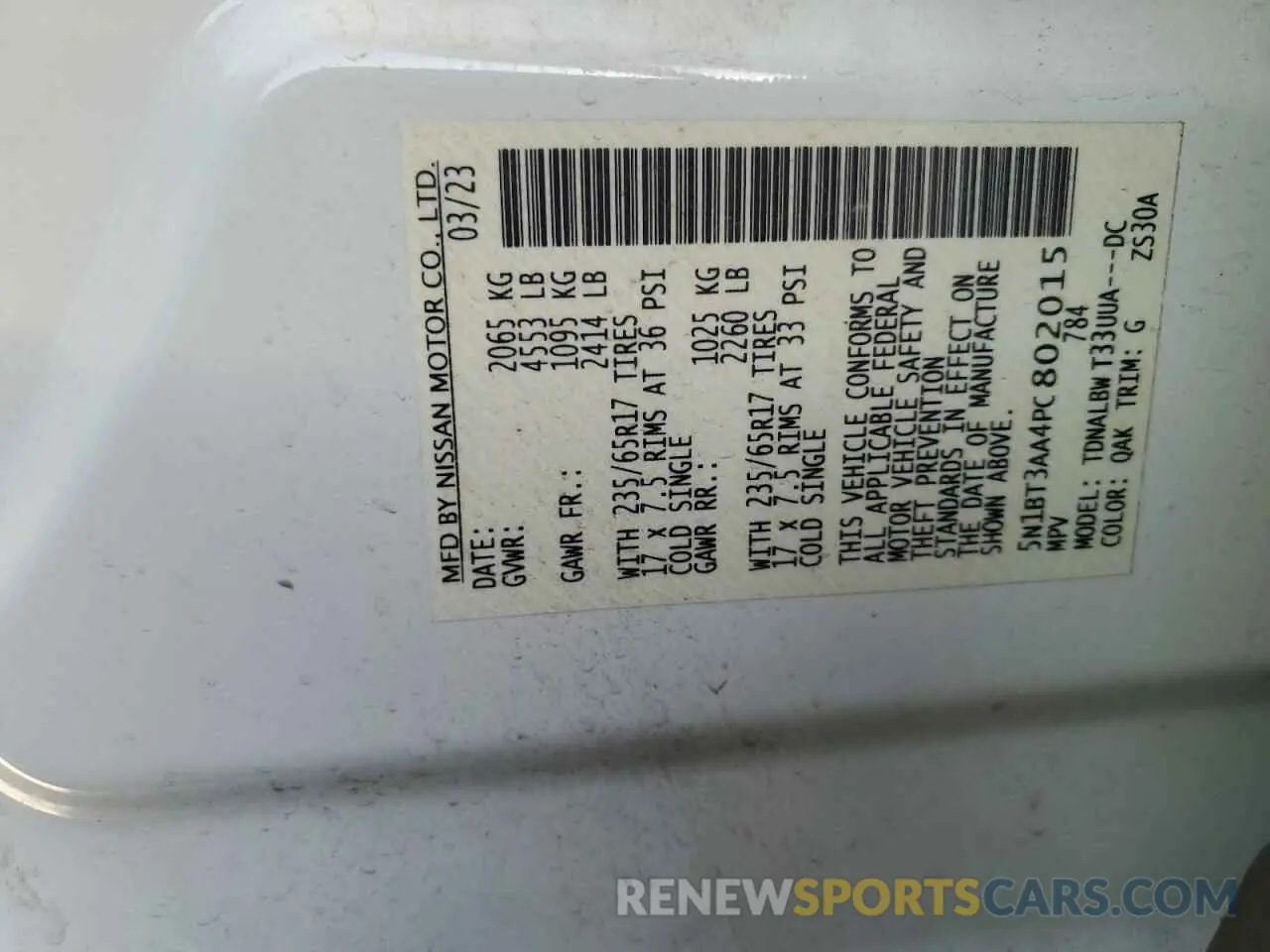 12 Photograph of a damaged car 5N1BT3AA4PC802015 NISSAN ROGUE 2023