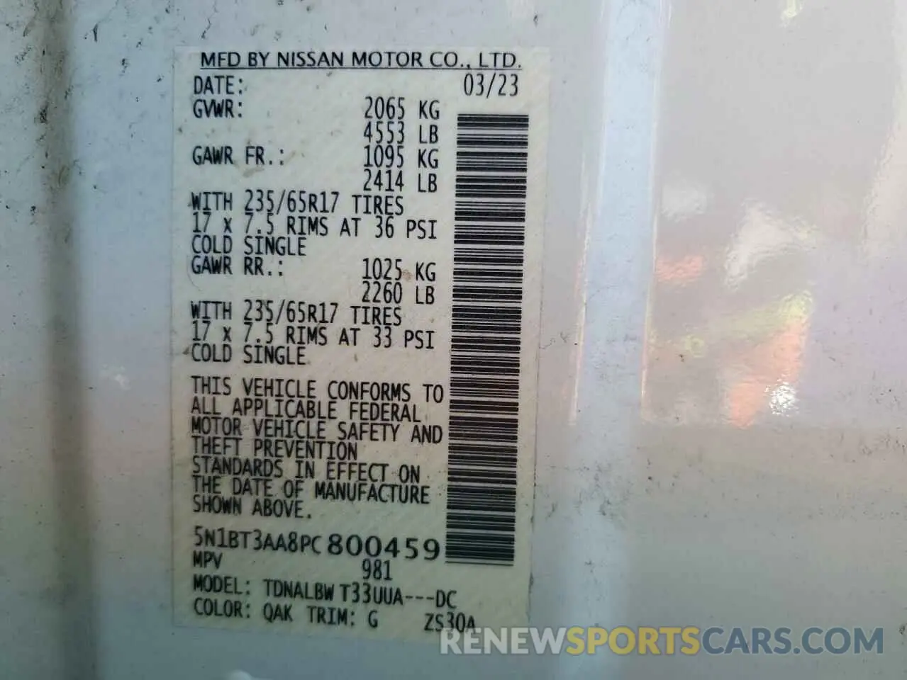 14 Photograph of a damaged car 5N1BT3AA8PC800459 NISSAN ROGUE 2023