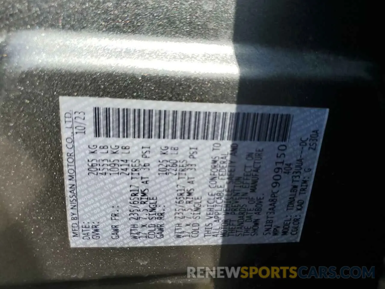 13 Photograph of a damaged car 5N1BT3AA8PC909150 NISSAN ROGUE 2023