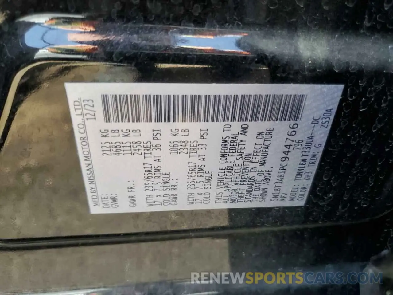 13 Photograph of a damaged car 5N1BT3AB1PC944766 NISSAN ROGUE 2023