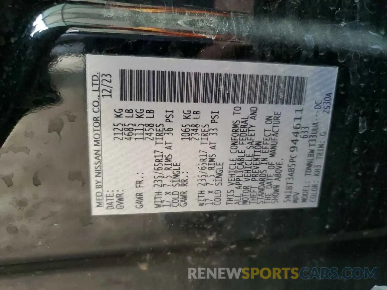 14 Photograph of a damaged car 5N1BT3AB5PC944611 NISSAN ROGUE 2023
