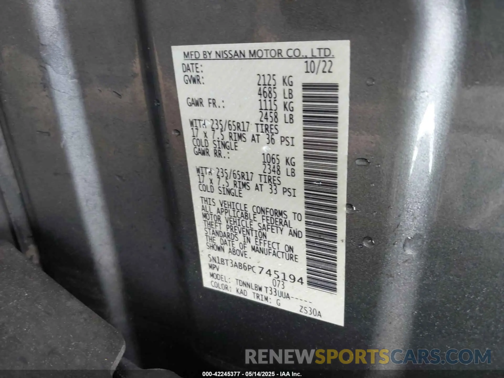 9 Photograph of a damaged car 5N1BT3AB6PC745194 NISSAN ROGUE 2023