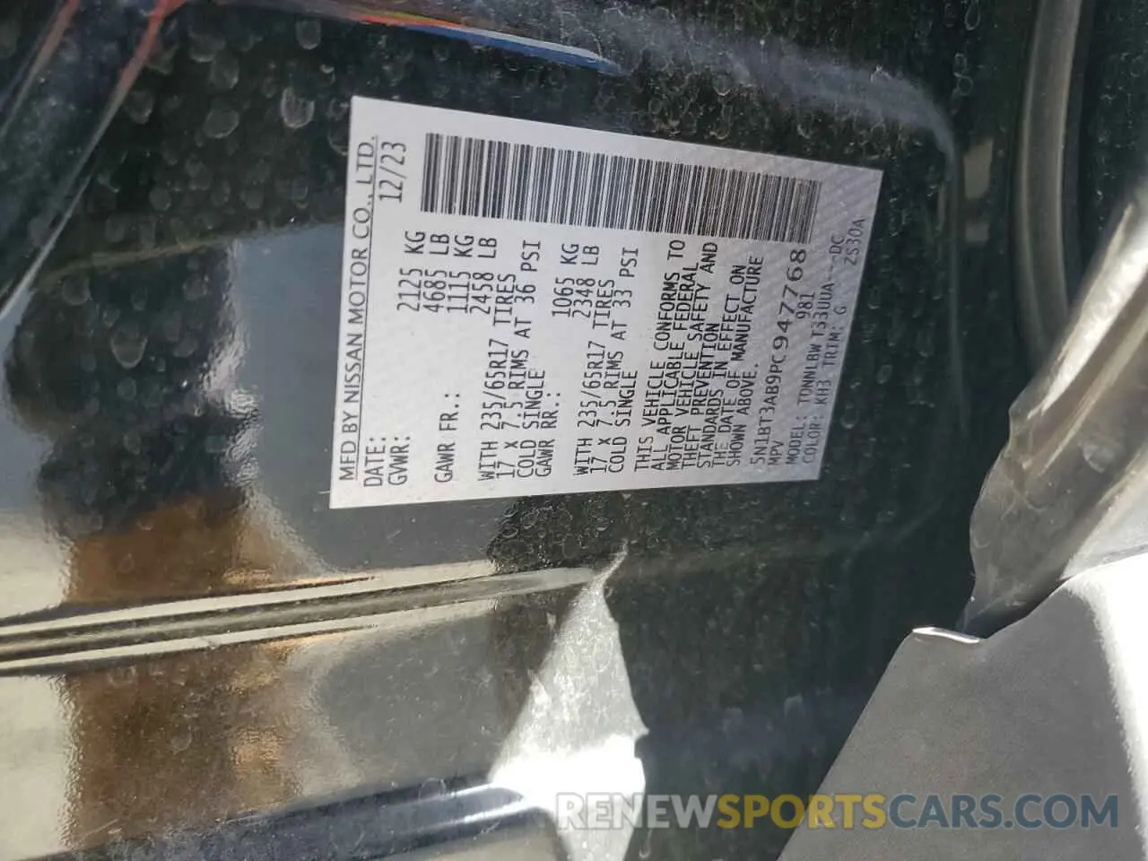 13 Photograph of a damaged car 5N1BT3AB9PC947768 NISSAN ROGUE 2023