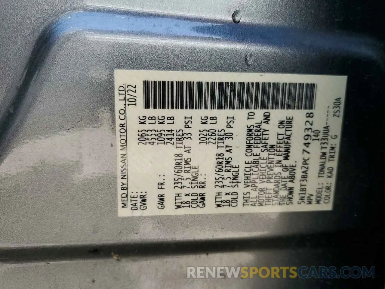 13 Photograph of a damaged car 5N1BT3BA2PC749328 NISSAN ROGUE 2023