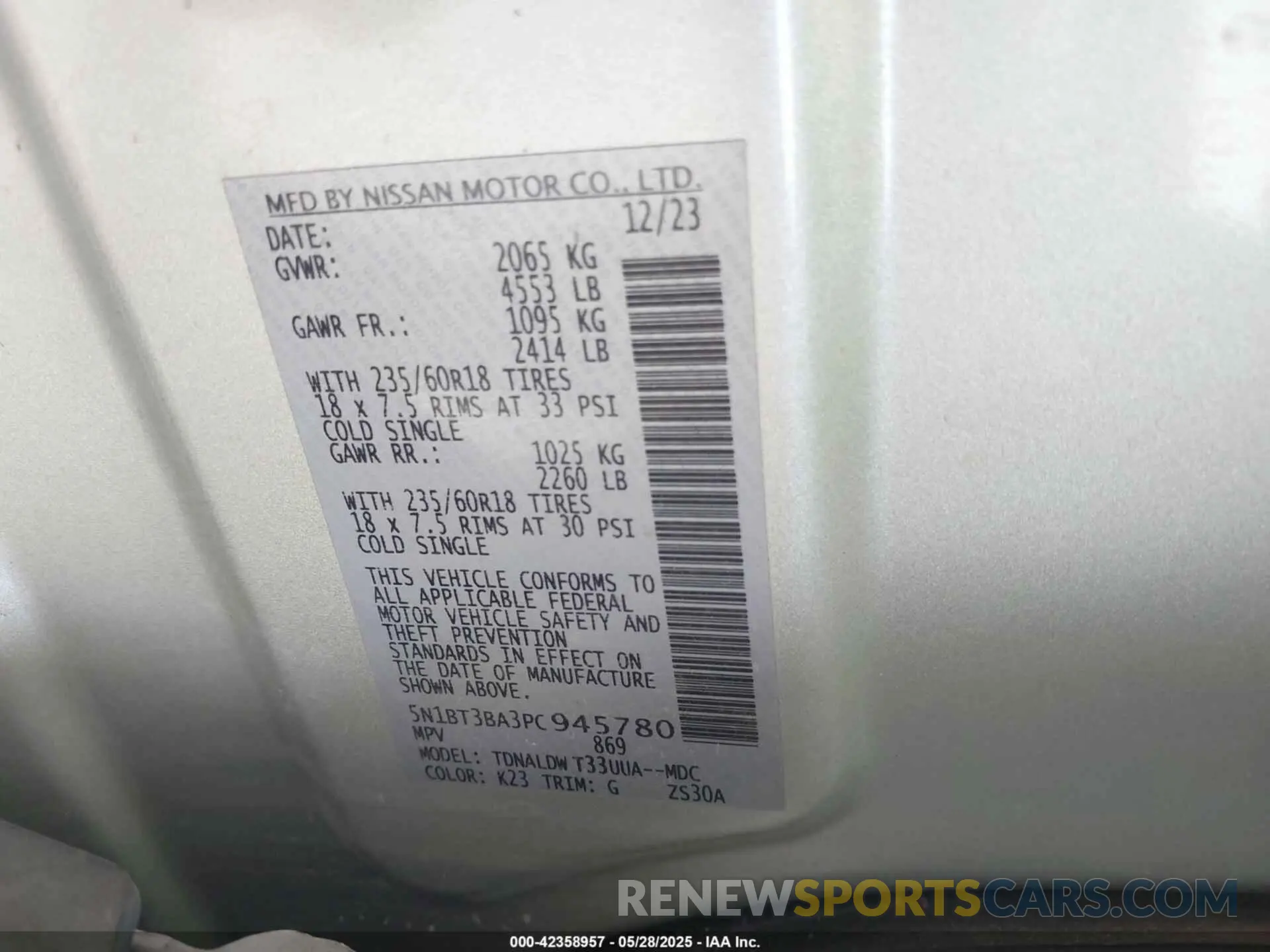 9 Photograph of a damaged car 5N1BT3BA3PC945780 NISSAN ROGUE 2023