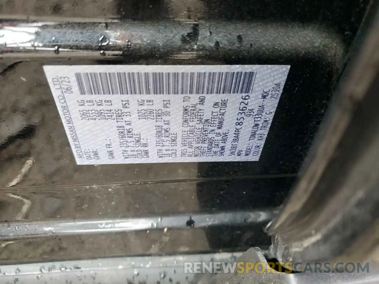13 Photograph of a damaged car 5N1BT3BA4PC853626 NISSAN ROGUE 2023