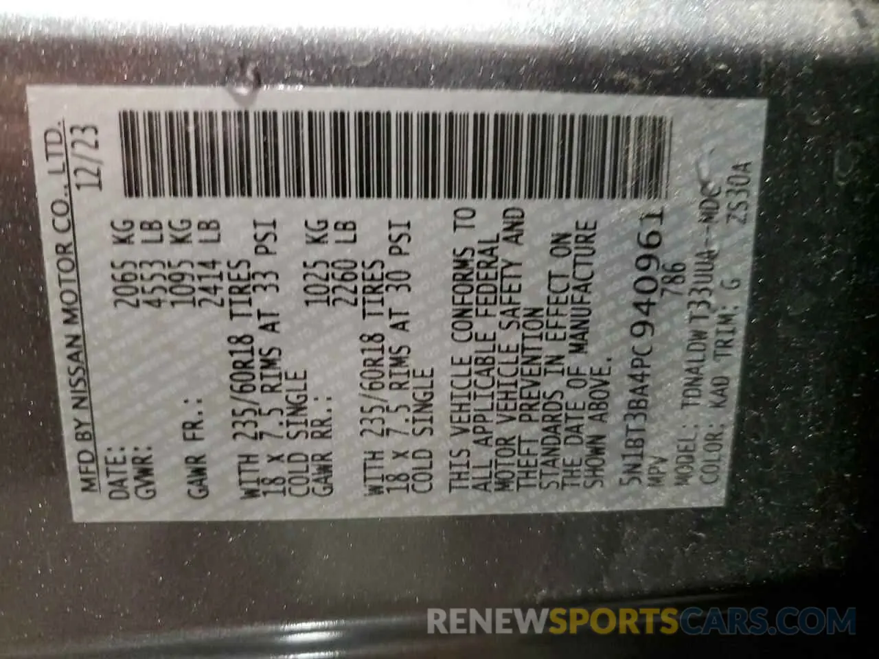 14 Photograph of a damaged car 5N1BT3BA4PC940961 NISSAN ROGUE 2023