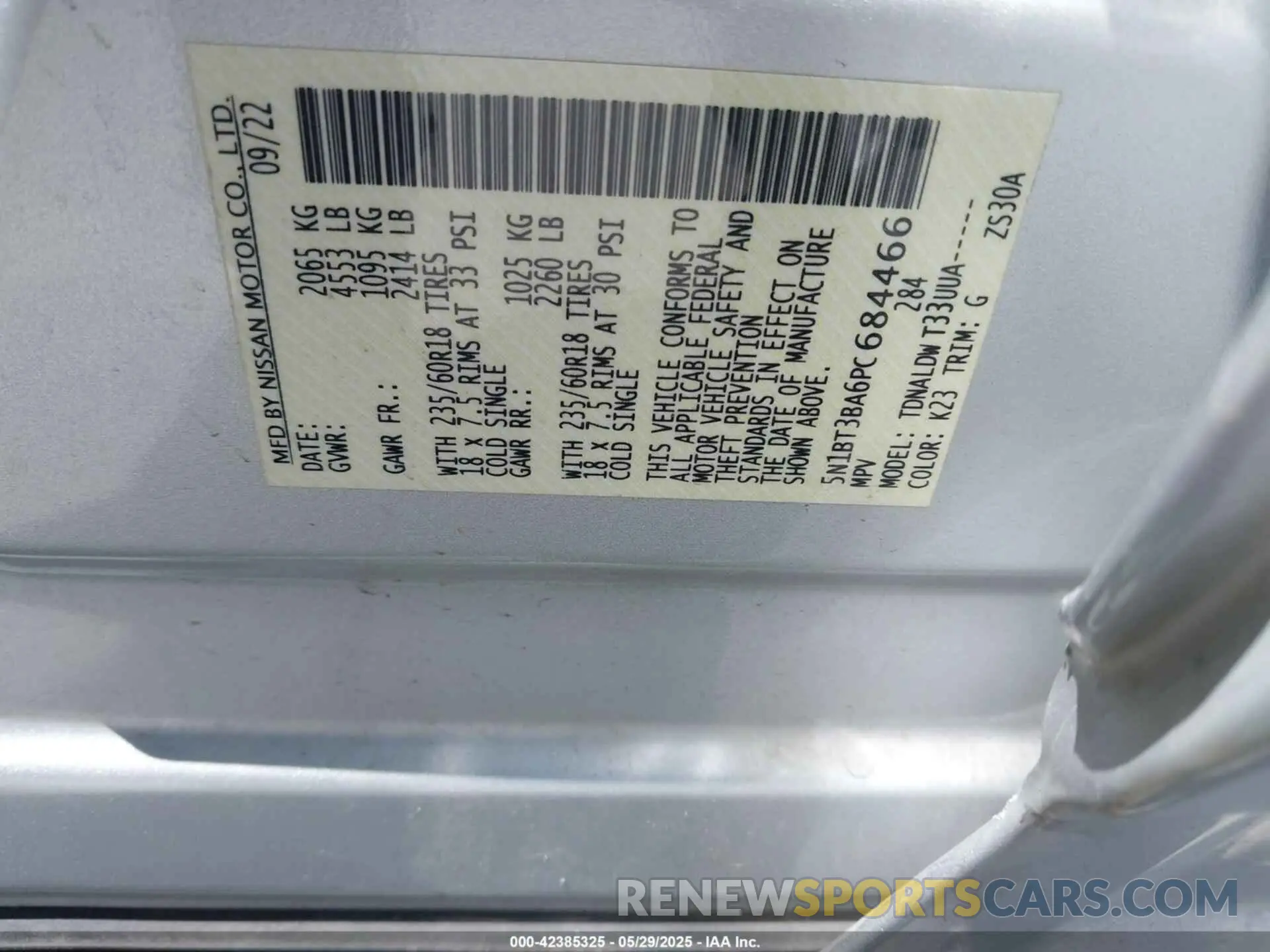 9 Photograph of a damaged car 5N1BT3BA6PC684466 NISSAN ROGUE 2023