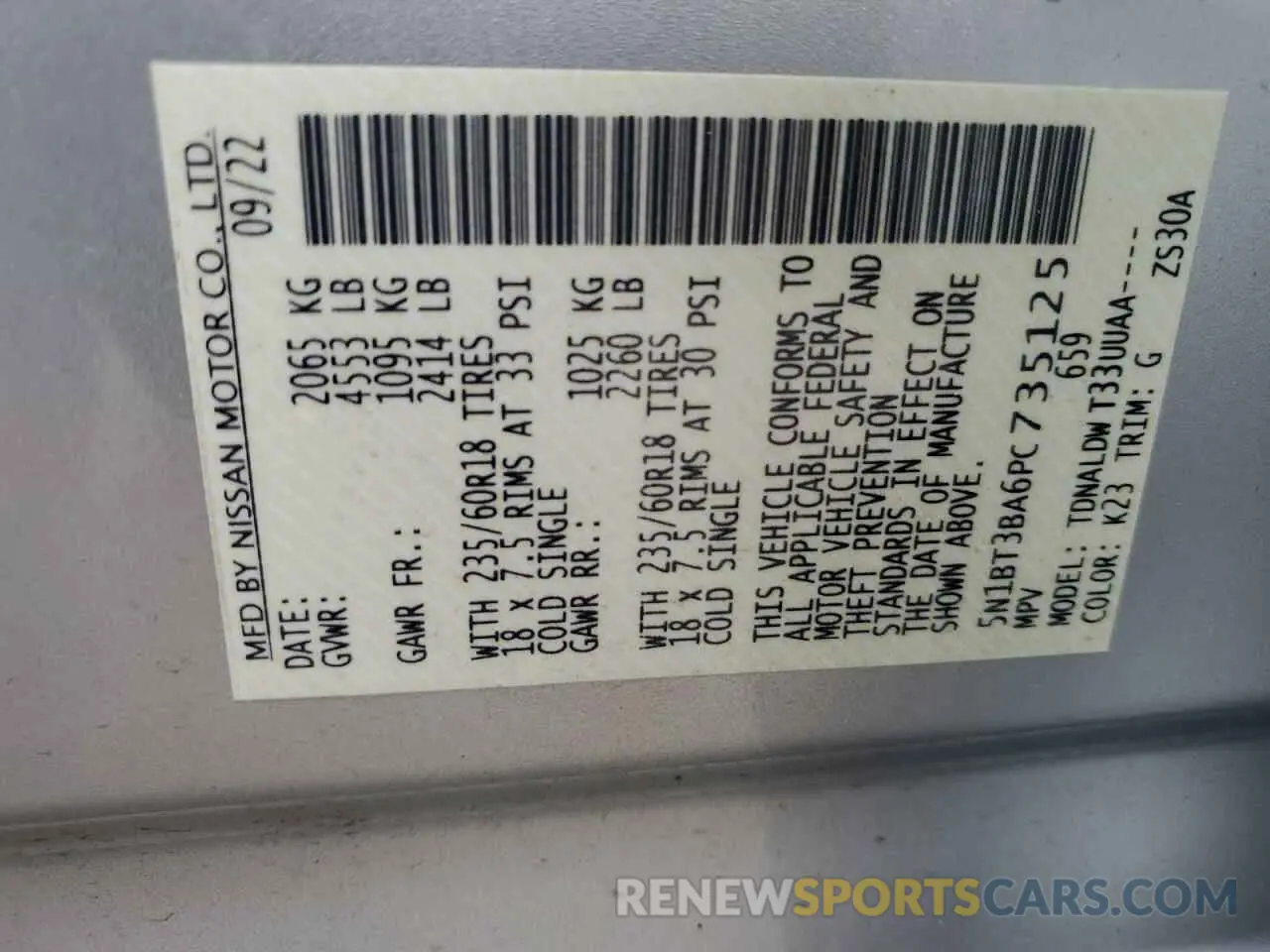 13 Photograph of a damaged car 5N1BT3BA6PC735125 NISSAN ROGUE 2023