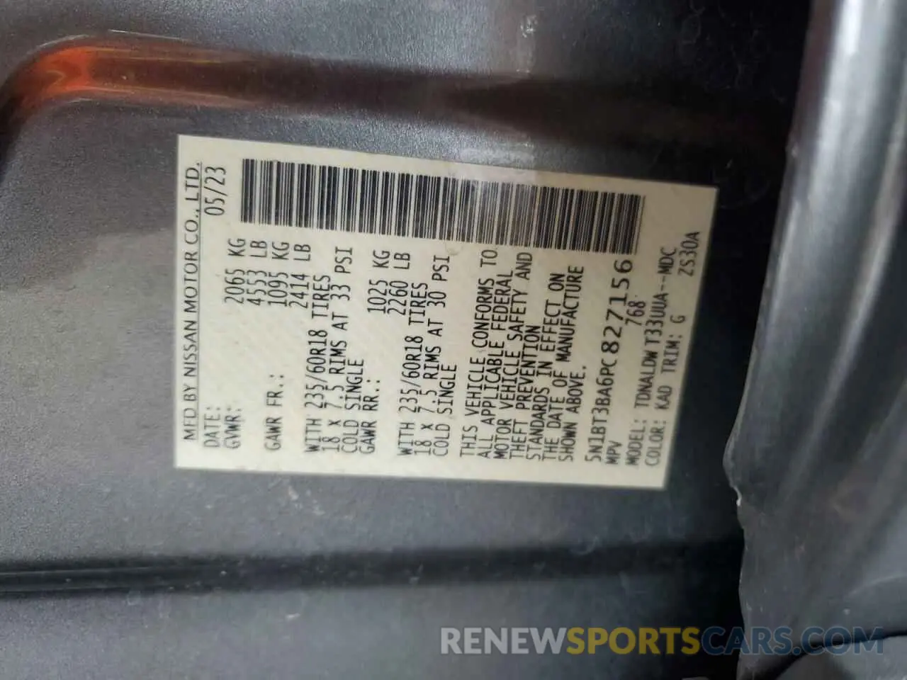 12 Photograph of a damaged car 5N1BT3BA6PC827156 NISSAN ROGUE 2023