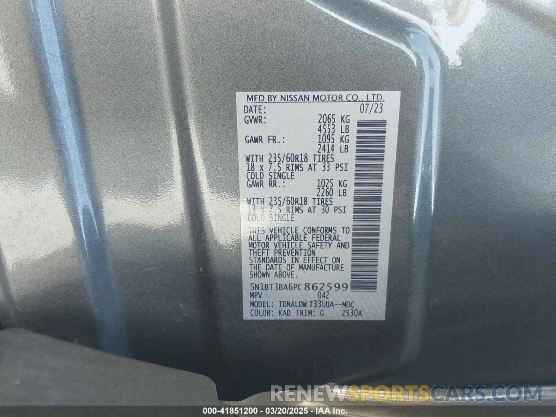 9 Photograph of a damaged car 5N1BT3BA6PC862599 NISSAN ROGUE 2023