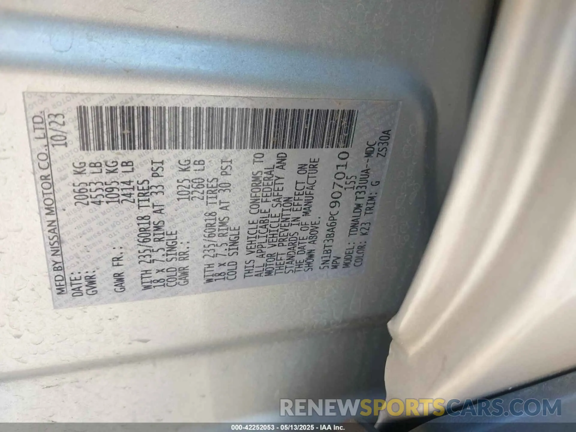 9 Photograph of a damaged car 5N1BT3BA6PC907010 NISSAN ROGUE 2023