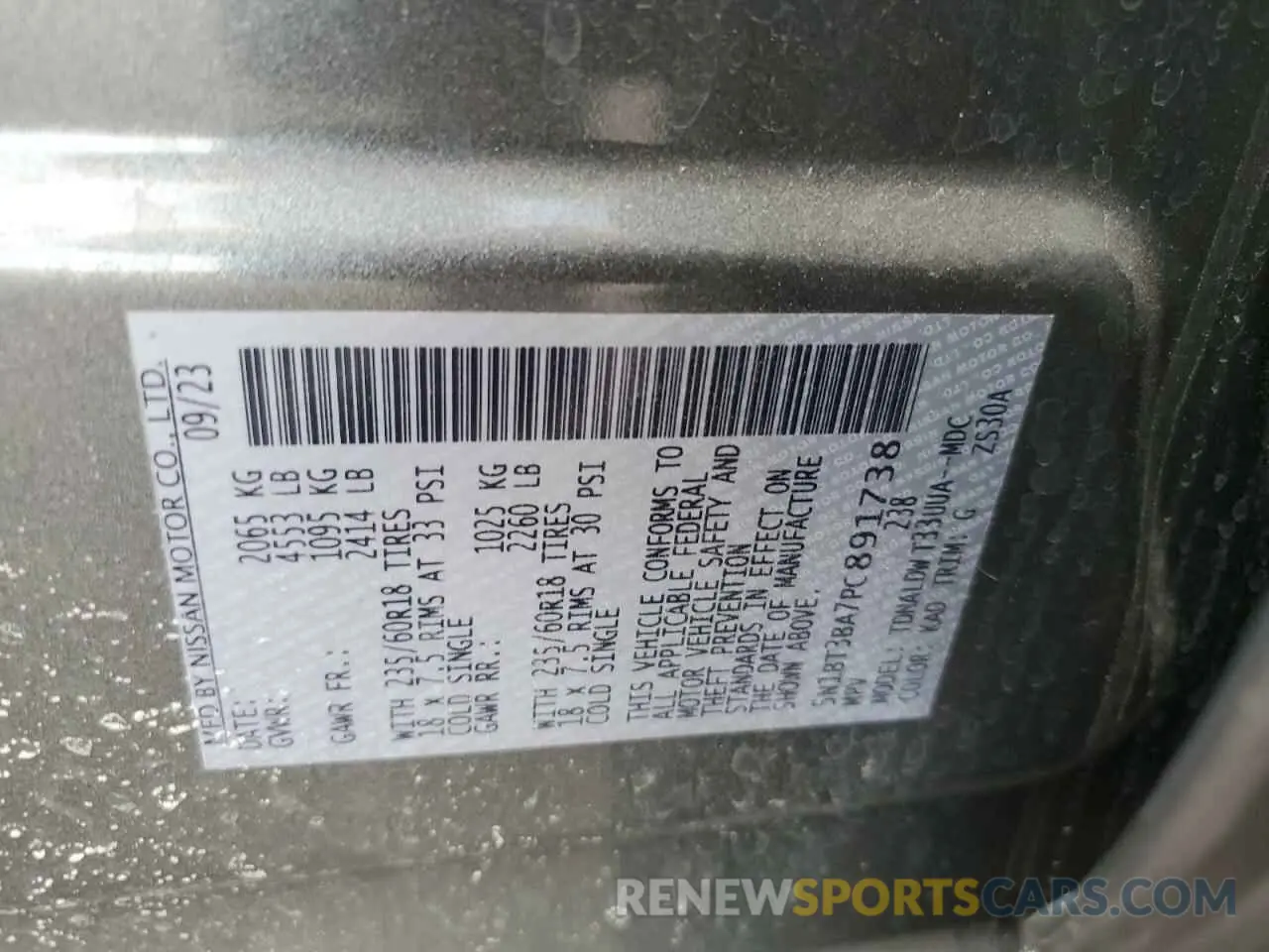 13 Photograph of a damaged car 5N1BT3BA7PC891738 NISSAN ROGUE 2023