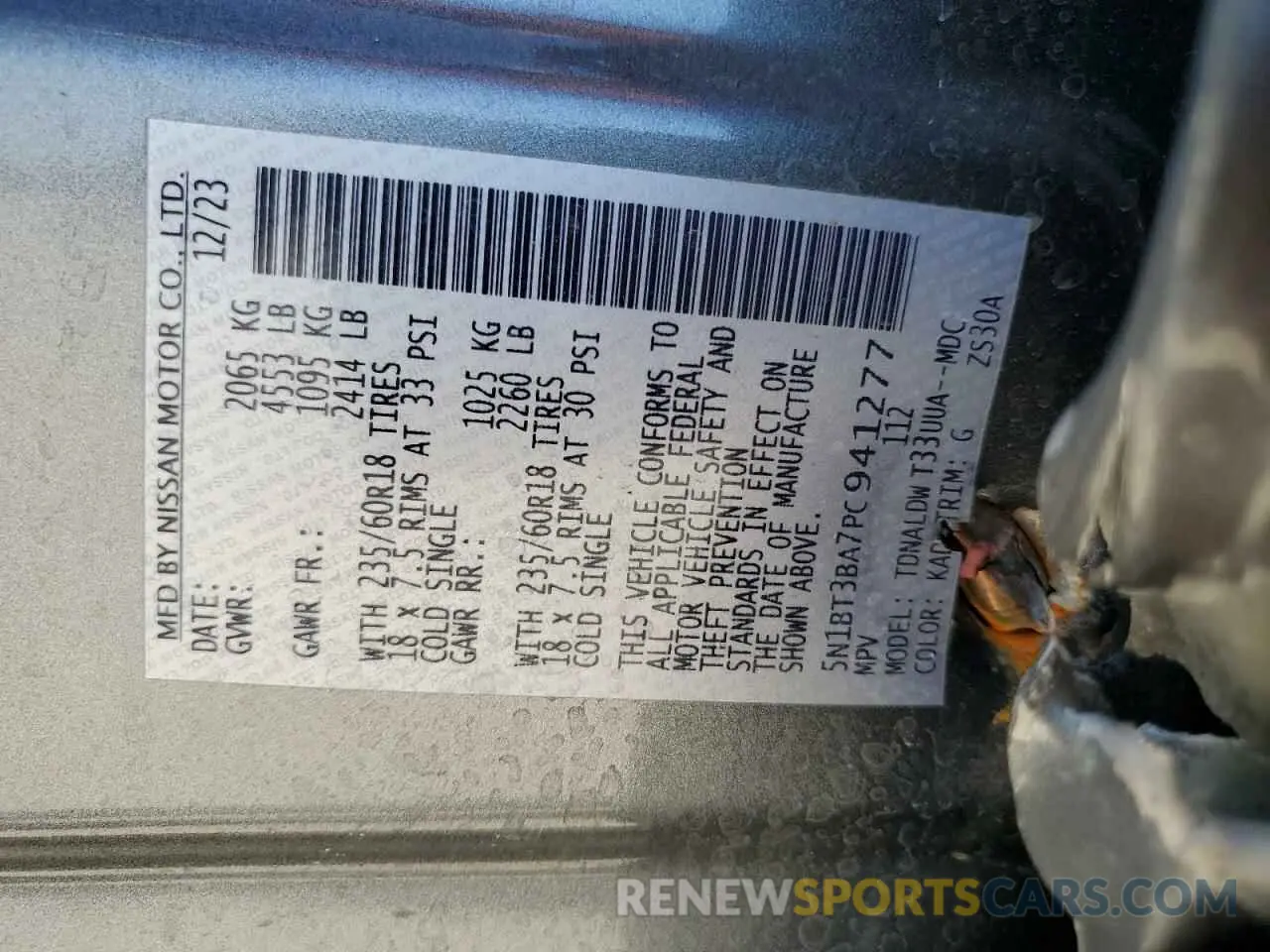 13 Photograph of a damaged car 5N1BT3BA7PC941277 NISSAN ROGUE 2023