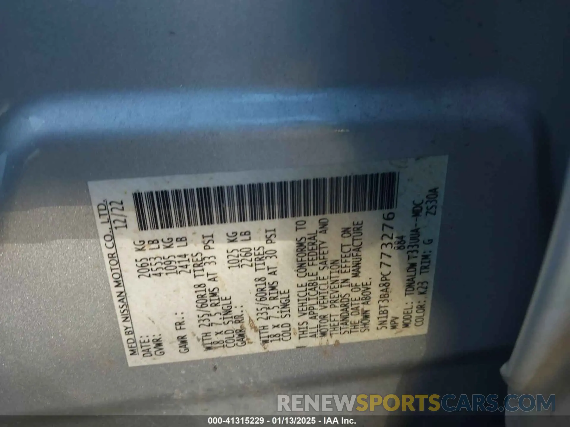 9 Photograph of a damaged car 5N1BT3BA8PC773276 NISSAN ROGUE 2023