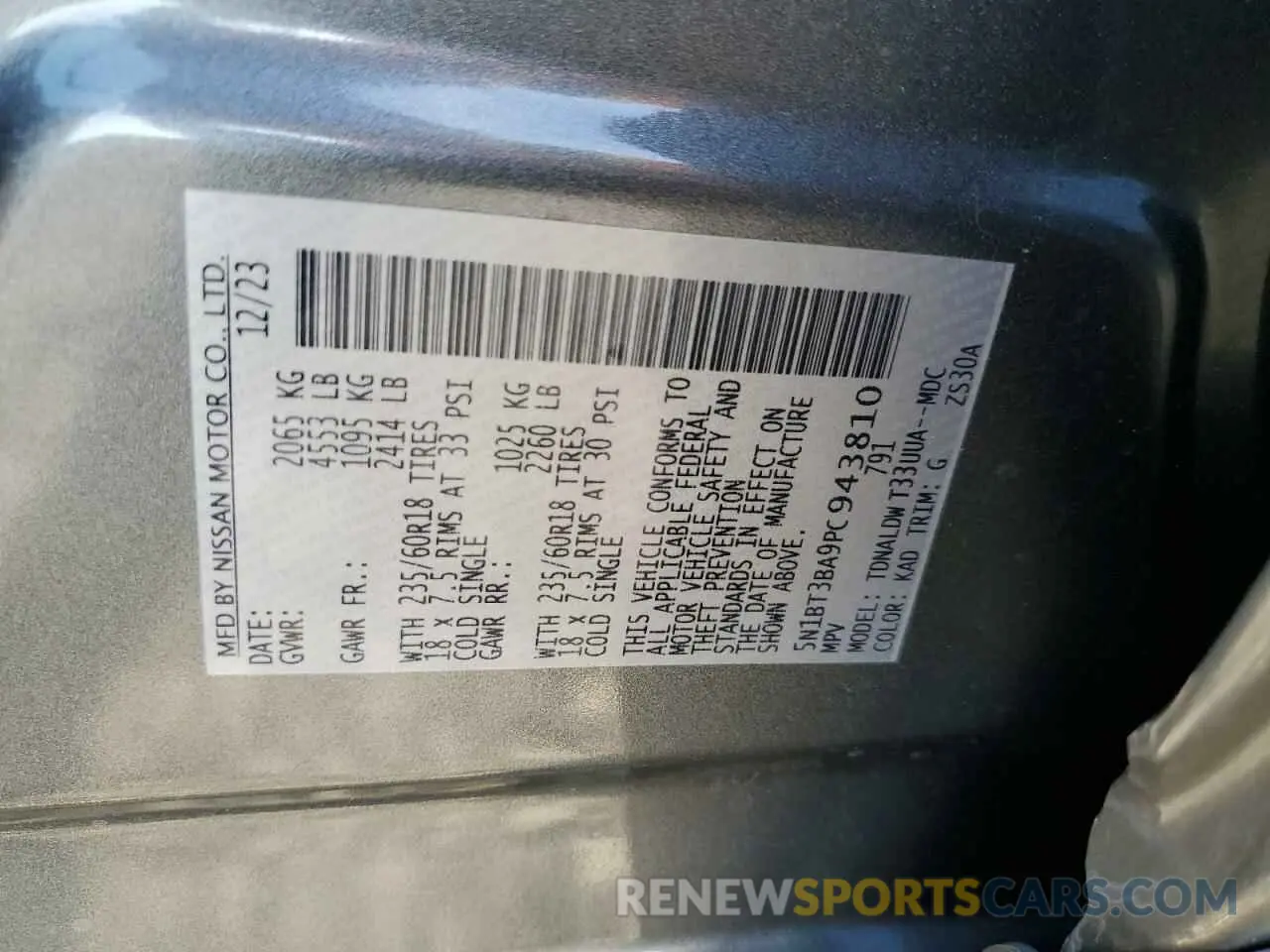14 Photograph of a damaged car 5N1BT3BA9PC943810 NISSAN ROGUE 2023
