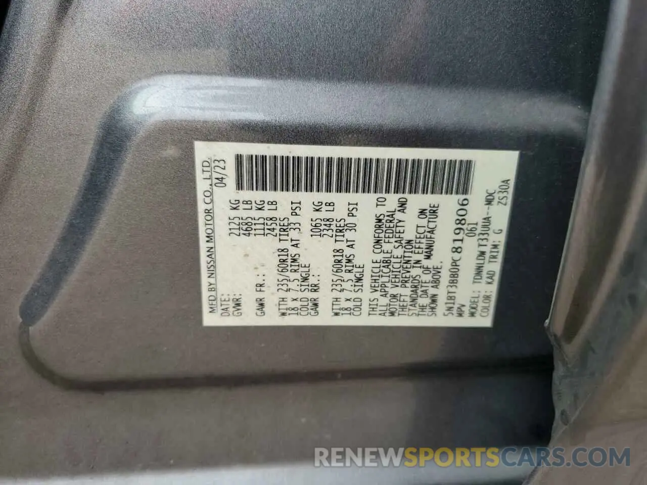 14 Photograph of a damaged car 5N1BT3BB0PC819806 NISSAN ROGUE 2023