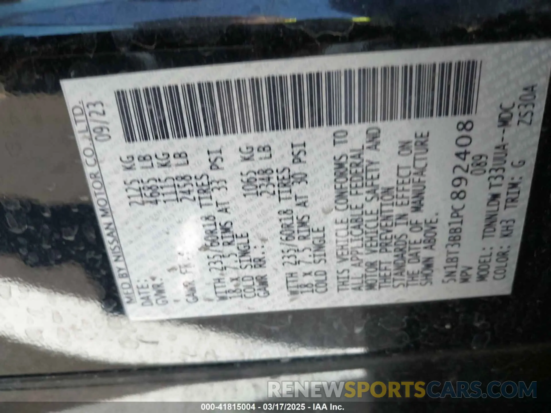9 Photograph of a damaged car 5N1BT3BB1PC892408 NISSAN ROGUE 2023