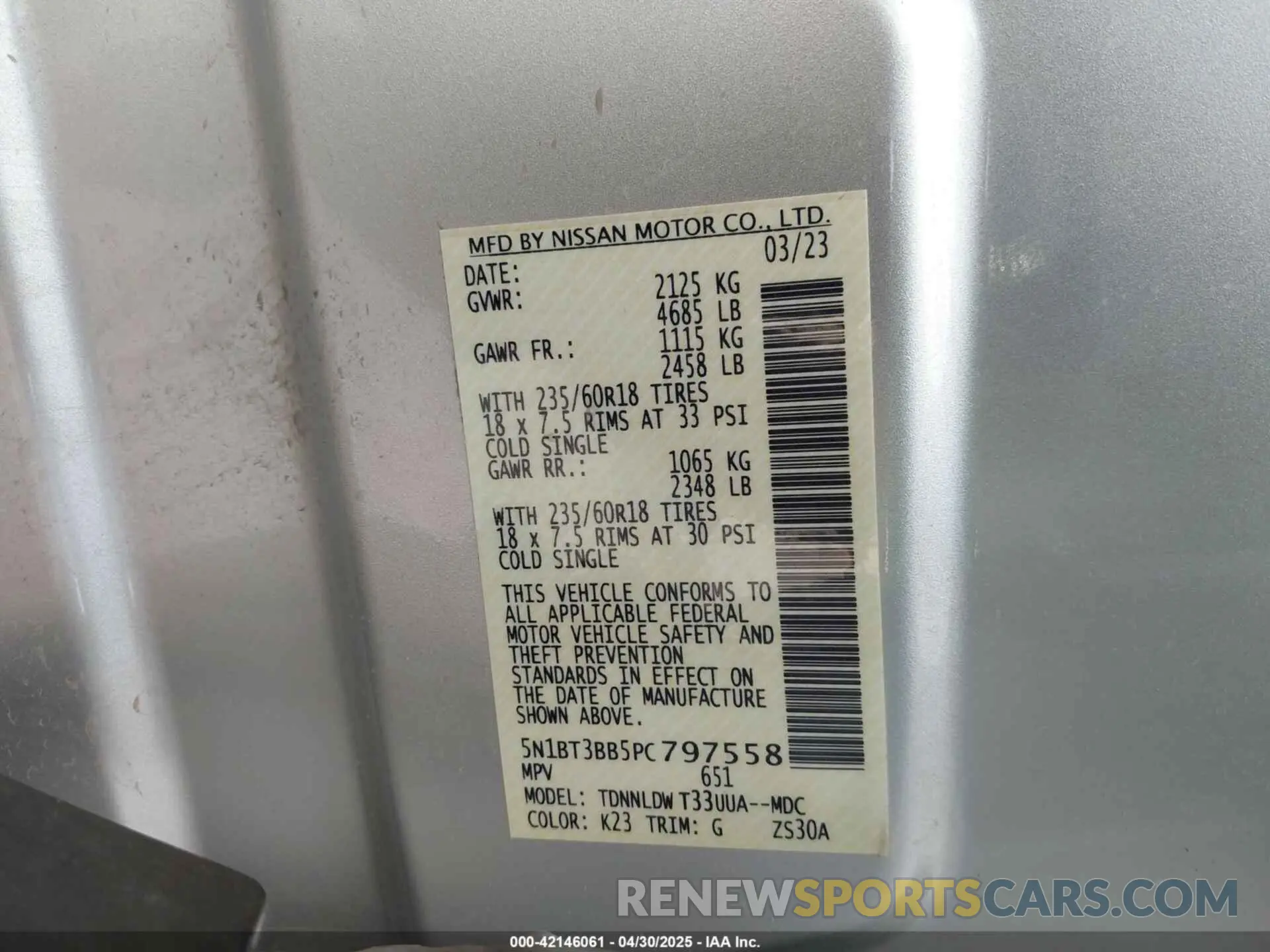 9 Photograph of a damaged car 5N1BT3BB5PC797558 NISSAN ROGUE 2023