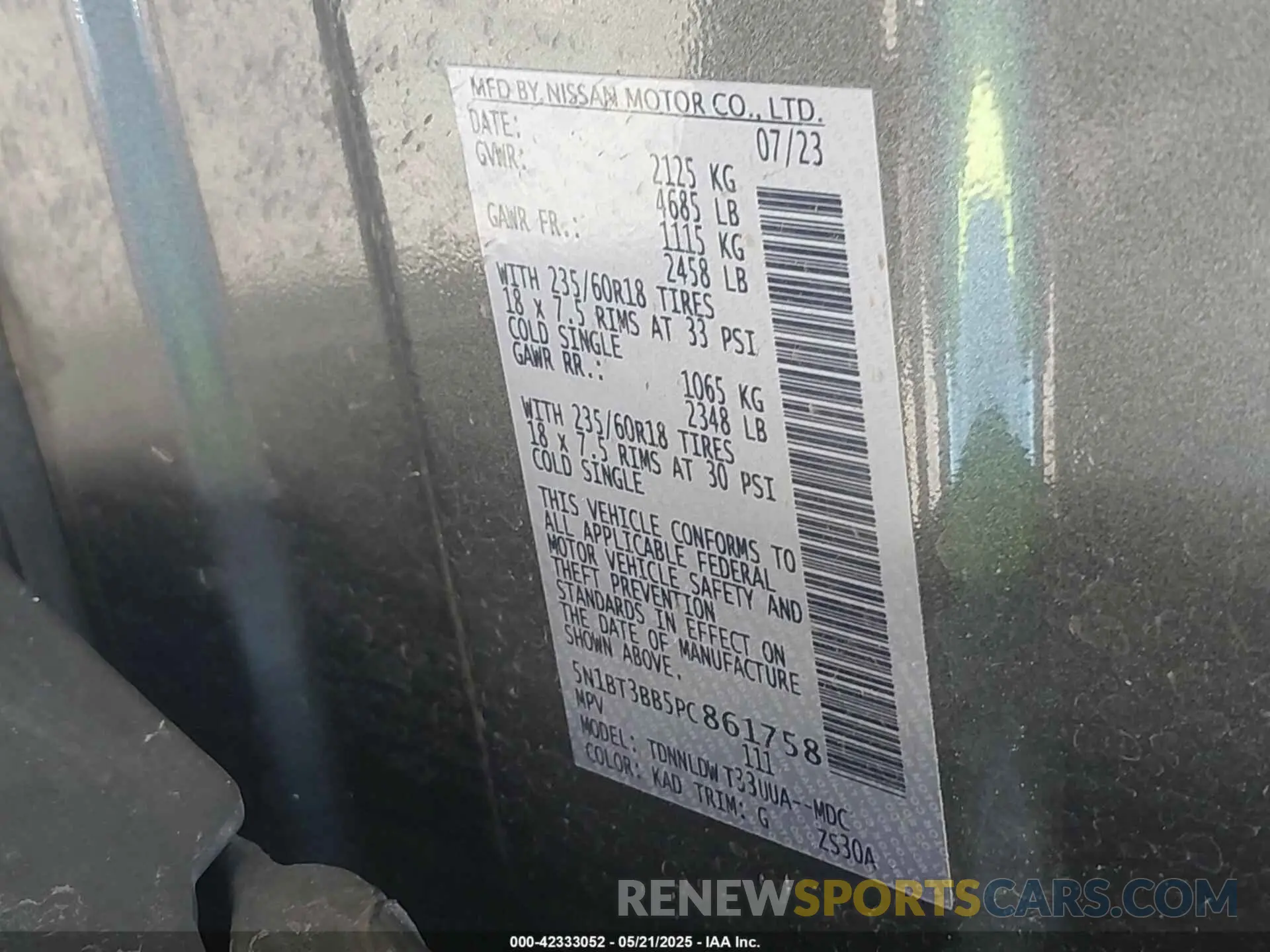 9 Photograph of a damaged car 5N1BT3BB5PC861758 NISSAN ROGUE 2023