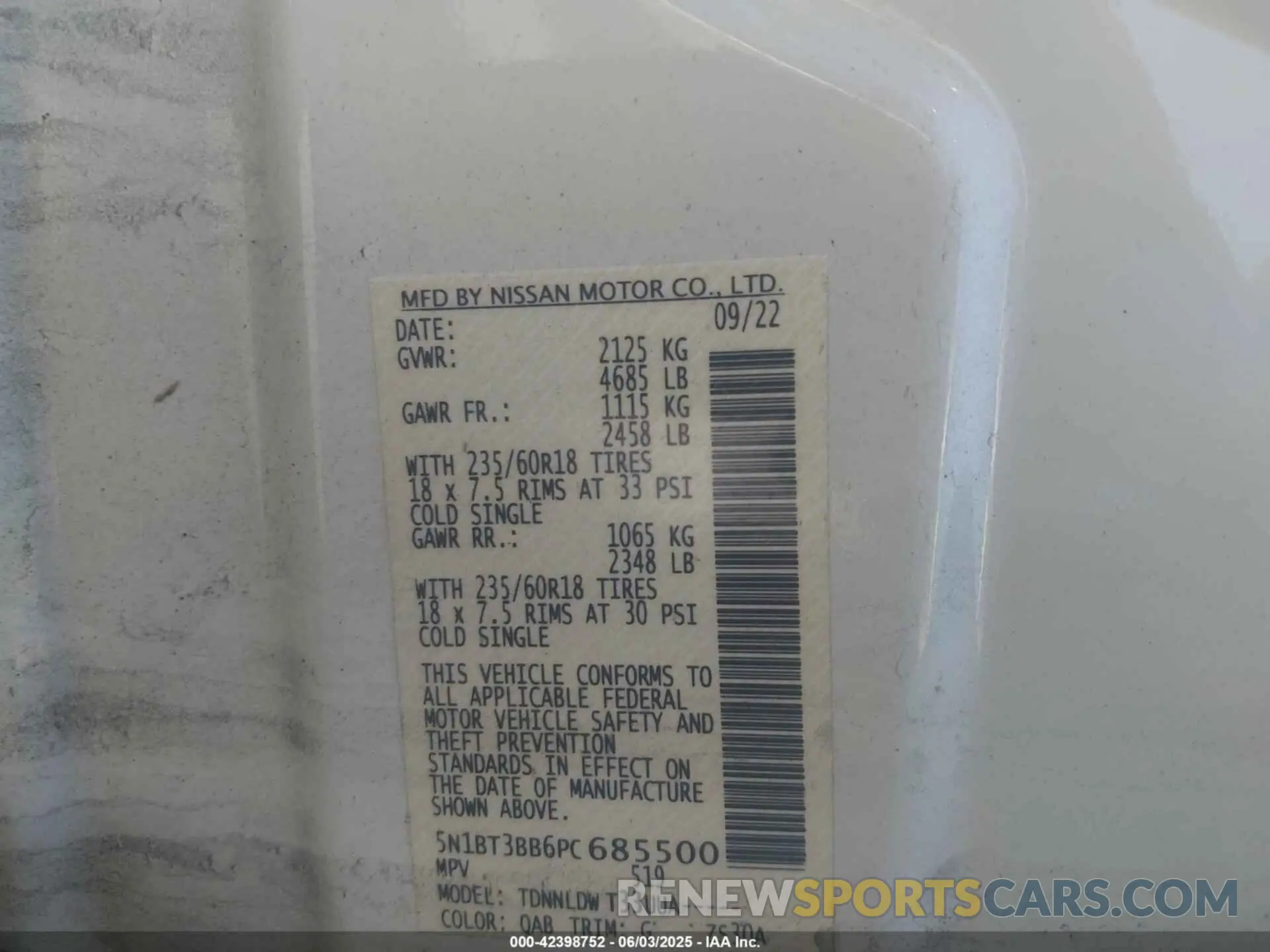 9 Photograph of a damaged car 5N1BT3BB6PC685500 NISSAN ROGUE 2023