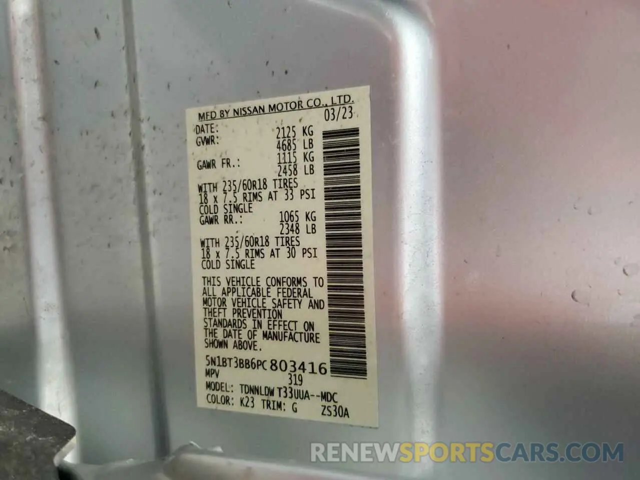 15 Photograph of a damaged car 5N1BT3BB6PC803416 NISSAN ROGUE 2023