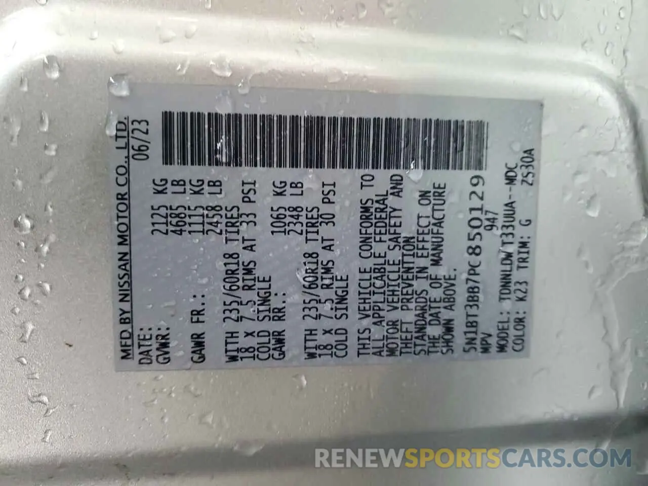 13 Photograph of a damaged car 5N1BT3BB7PC850129 NISSAN ROGUE 2023