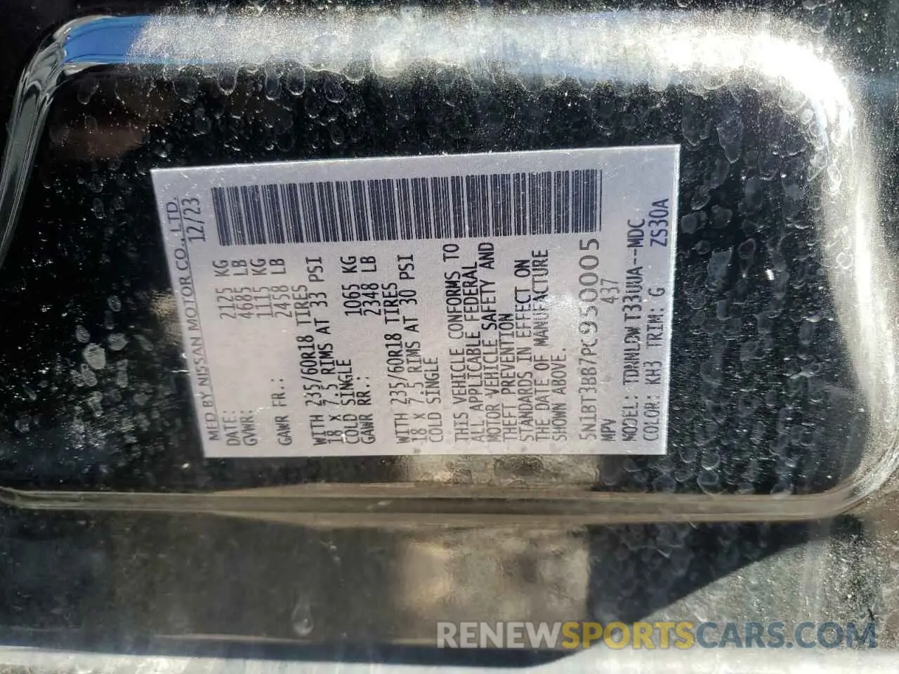 14 Photograph of a damaged car 5N1BT3BB7PC950005 NISSAN ROGUE 2023