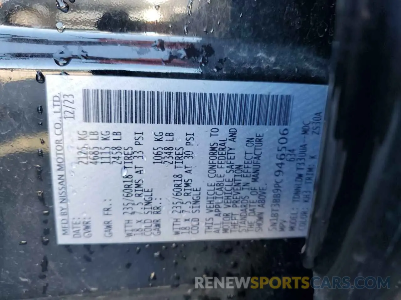 13 Photograph of a damaged car 5N1BT3BB9PC946506 NISSAN ROGUE 2023