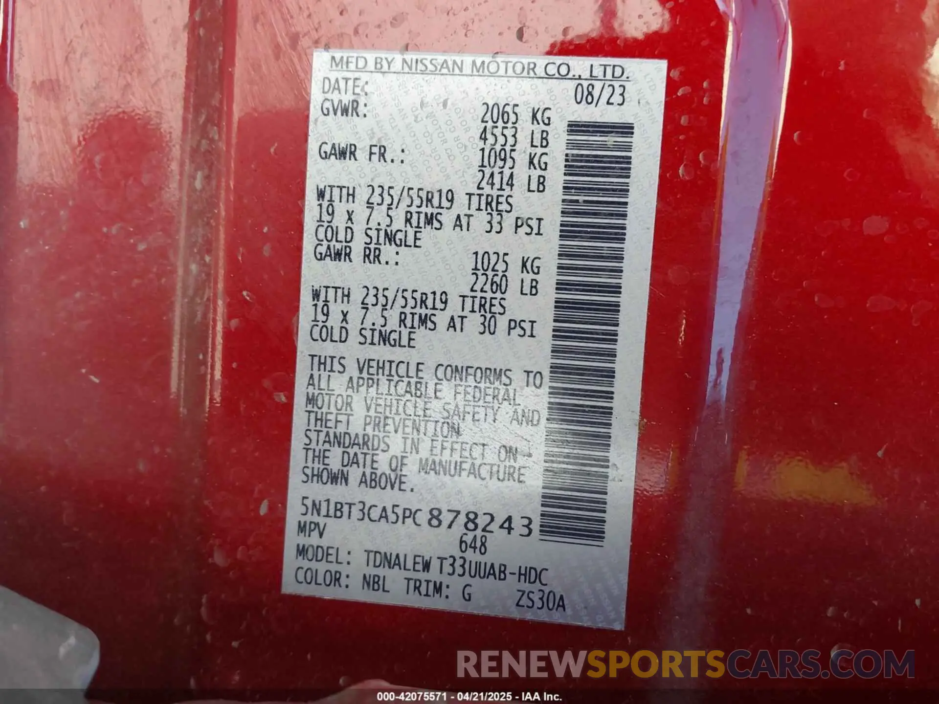 9 Photograph of a damaged car 5N1BT3CA5PC878243 NISSAN ROGUE 2023