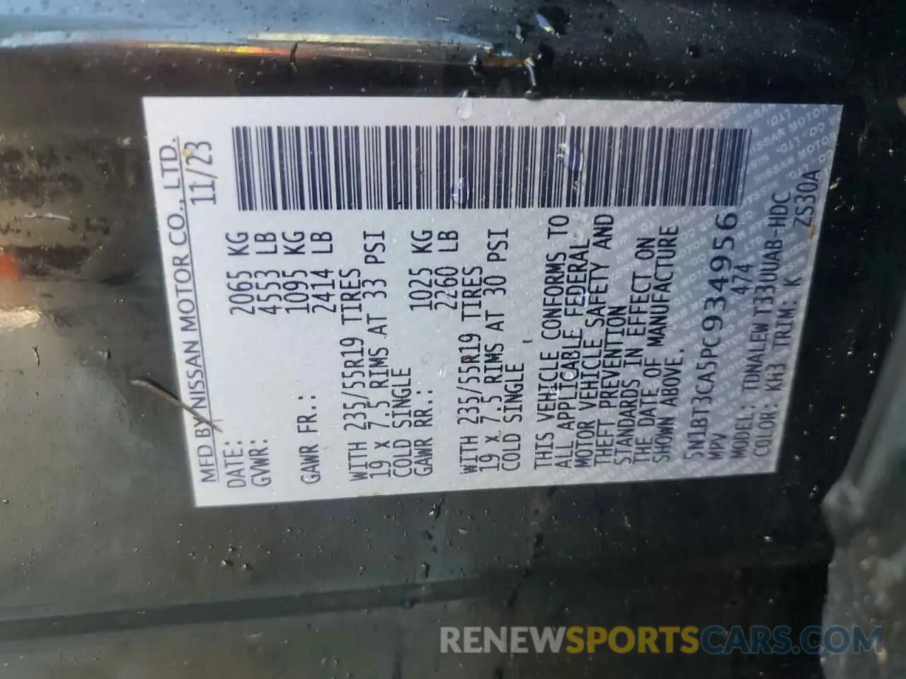14 Photograph of a damaged car 5N1BT3CA5PC934956 NISSAN ROGUE 2023