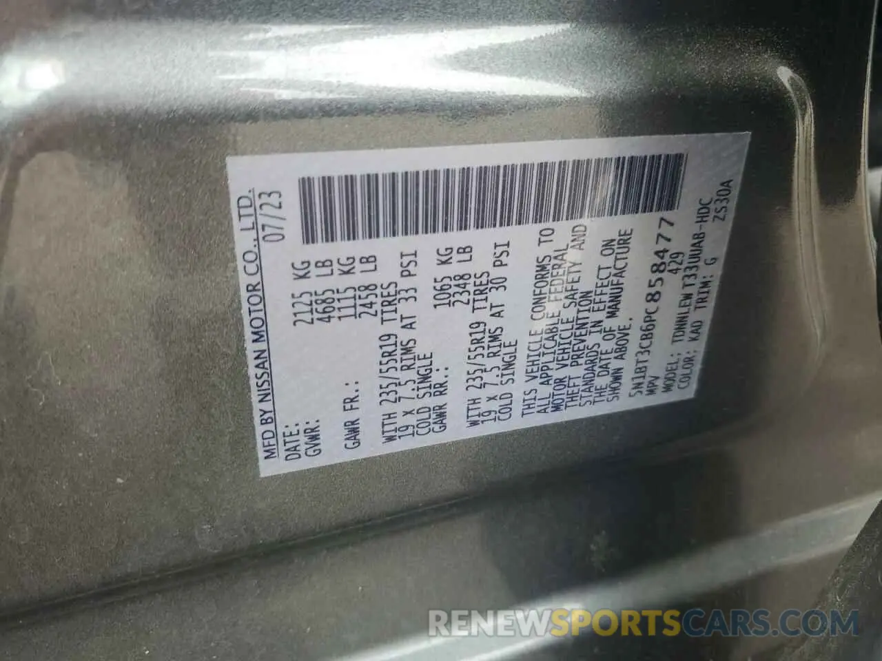 13 Photograph of a damaged car 5N1BT3CB6PC858477 NISSAN ROGUE 2023
