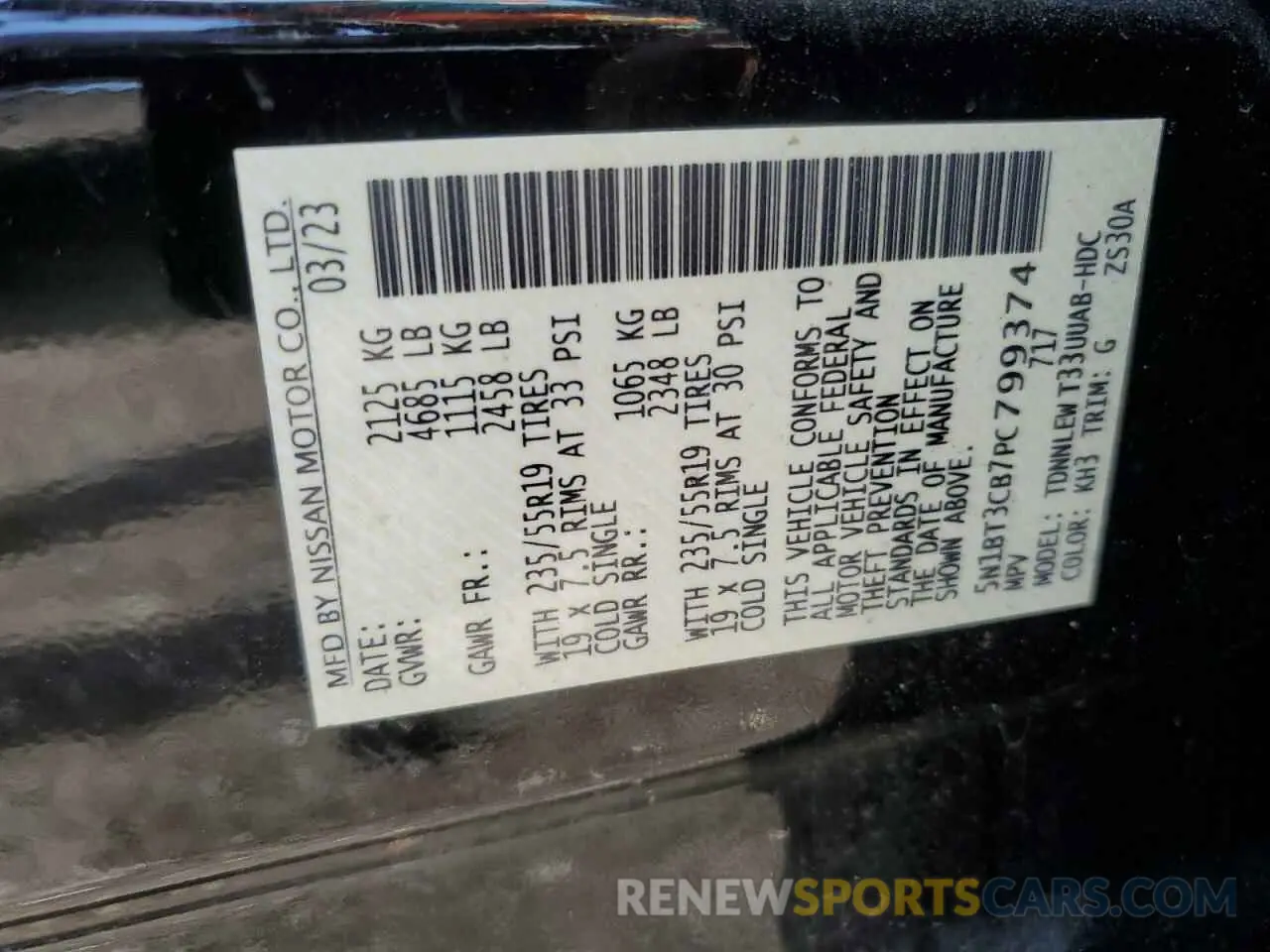 13 Photograph of a damaged car 5N1BT3CB7PC799374 NISSAN ROGUE 2023