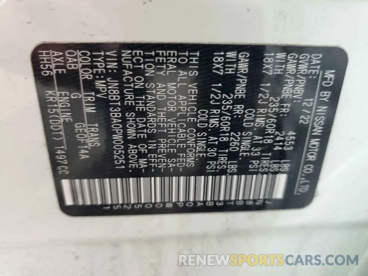 14 Photograph of a damaged car JN8BT3BA0PW005251 NISSAN ROGUE 2023