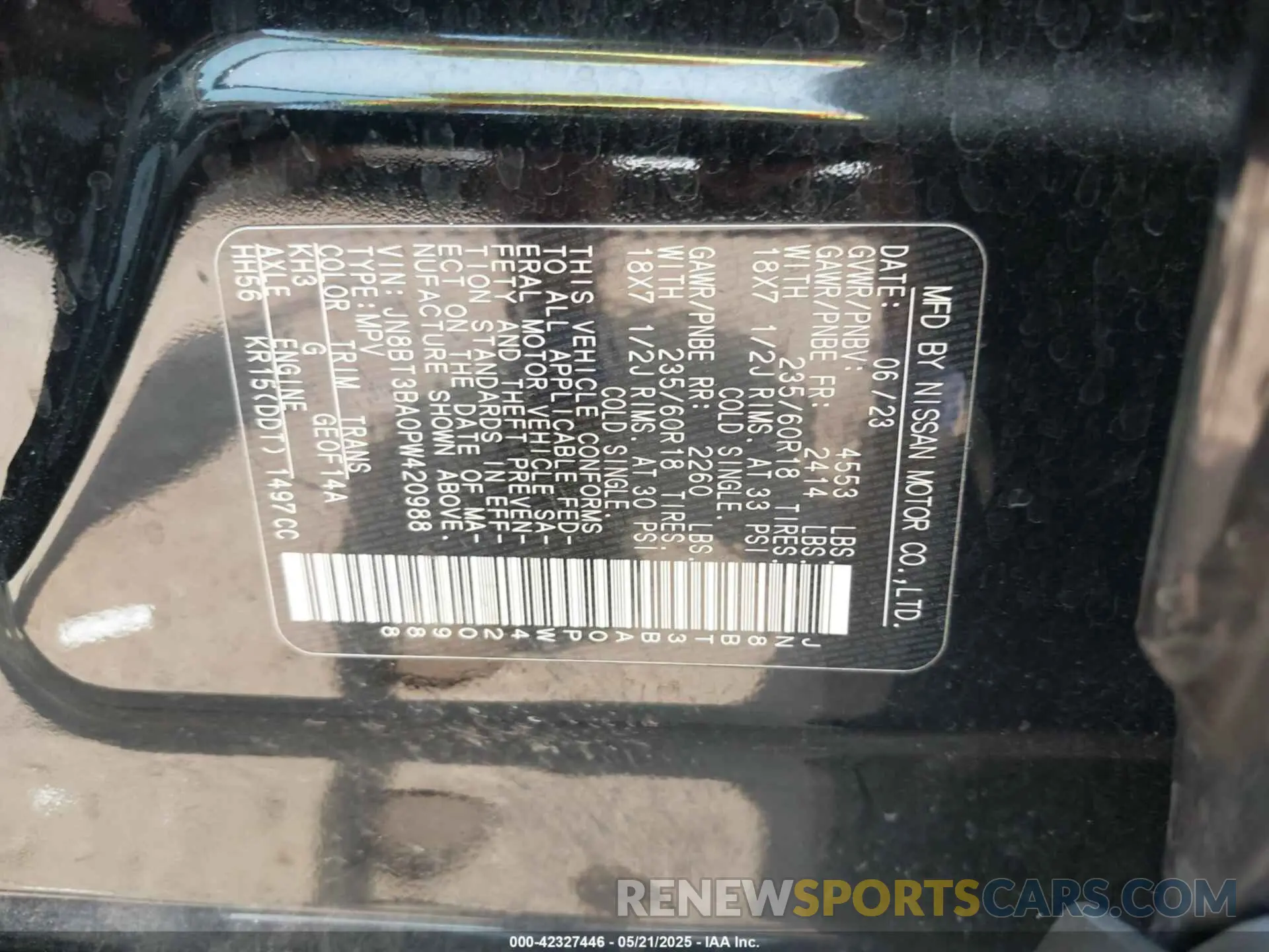 9 Photograph of a damaged car JN8BT3BA0PW420988 NISSAN ROGUE 2023