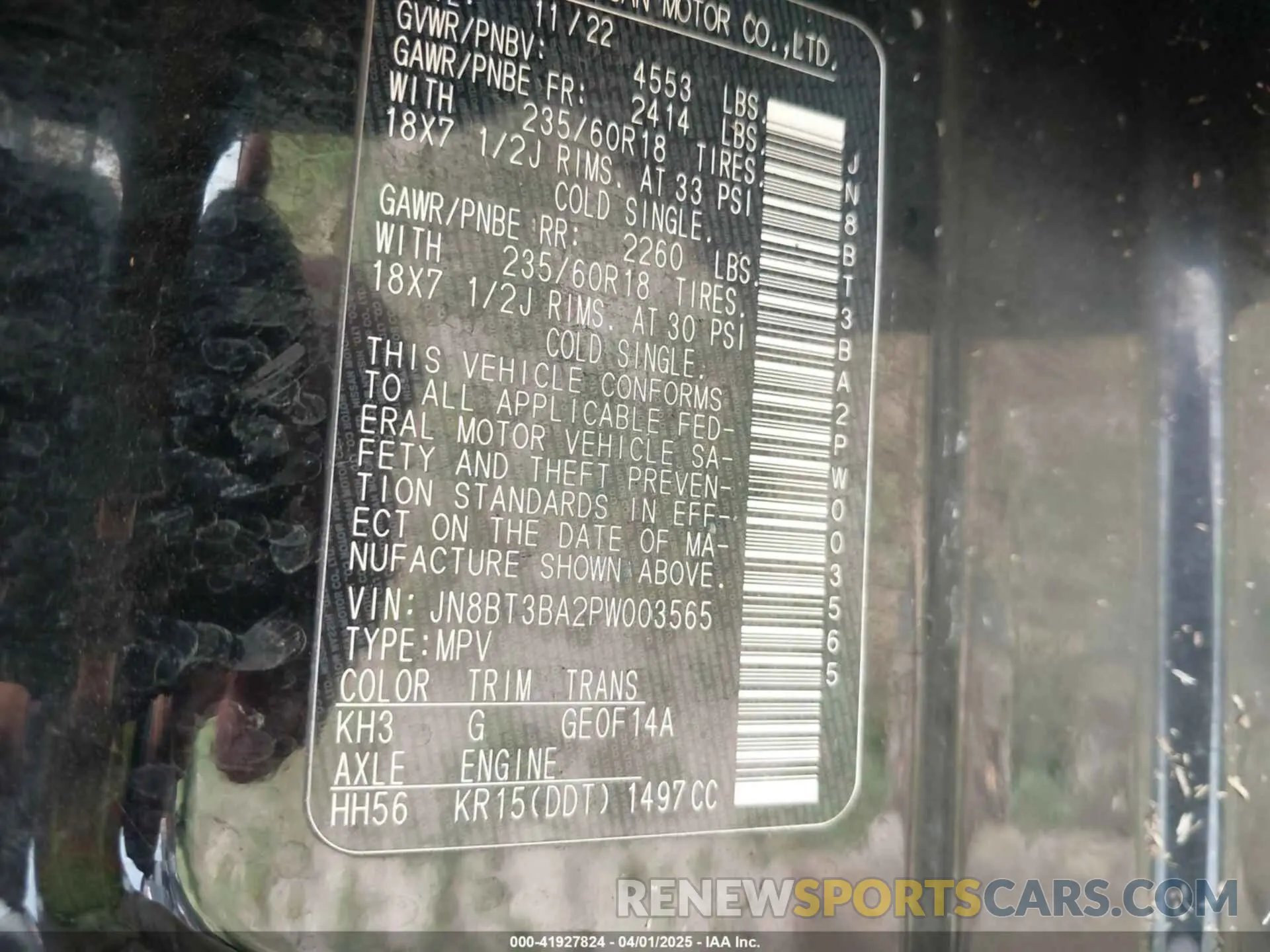 9 Photograph of a damaged car JN8BT3BA2PW003565 NISSAN ROGUE 2023